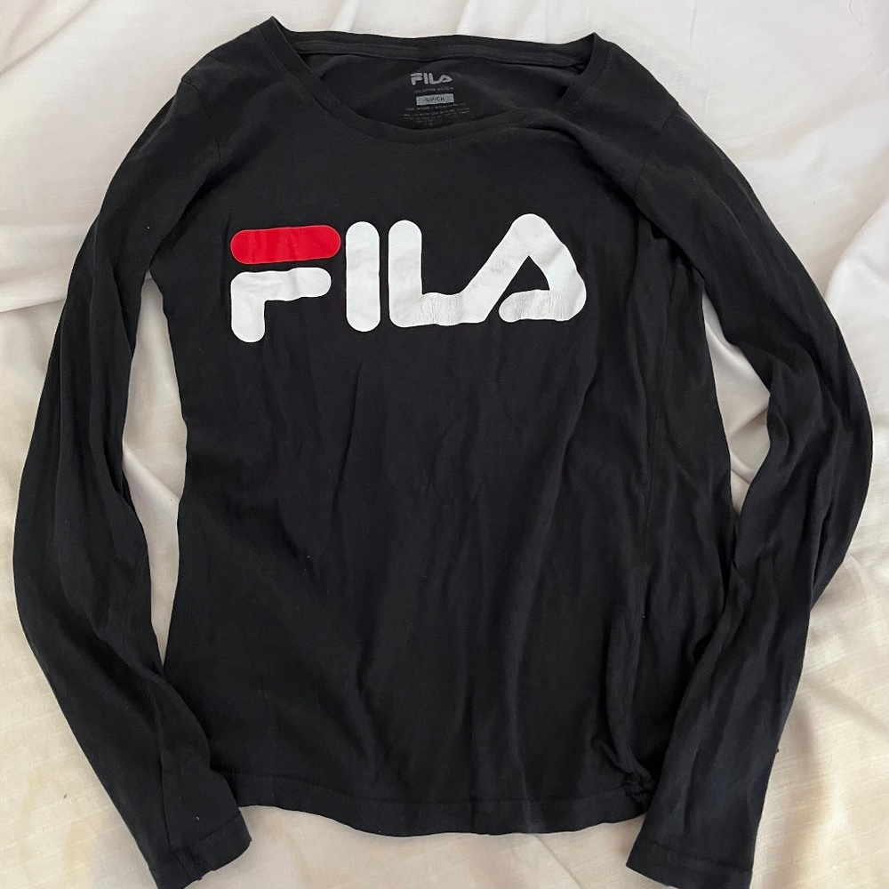 Black FILA long sleeve tee shirt top small